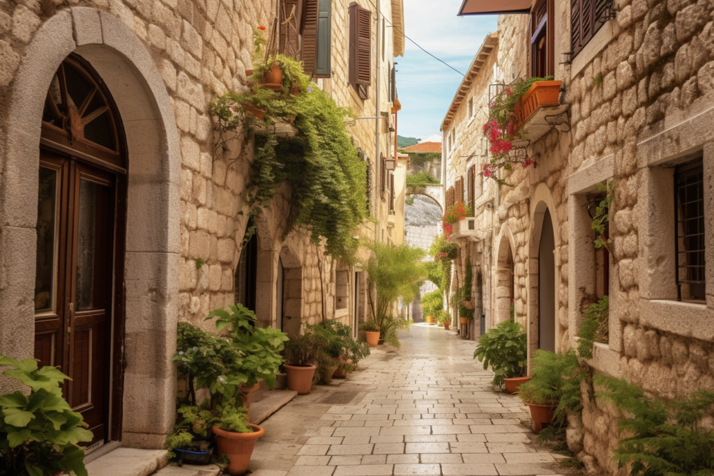 The winding streets of Budva Old Town